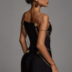 Saskia Metal Embellishment Maxi Dress - Black