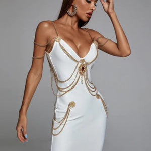 Saskia Metal Embellishment Maxi Dress - White